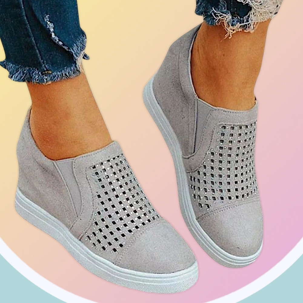 New Wedge Sneaker Boot w Crystal Embellishment